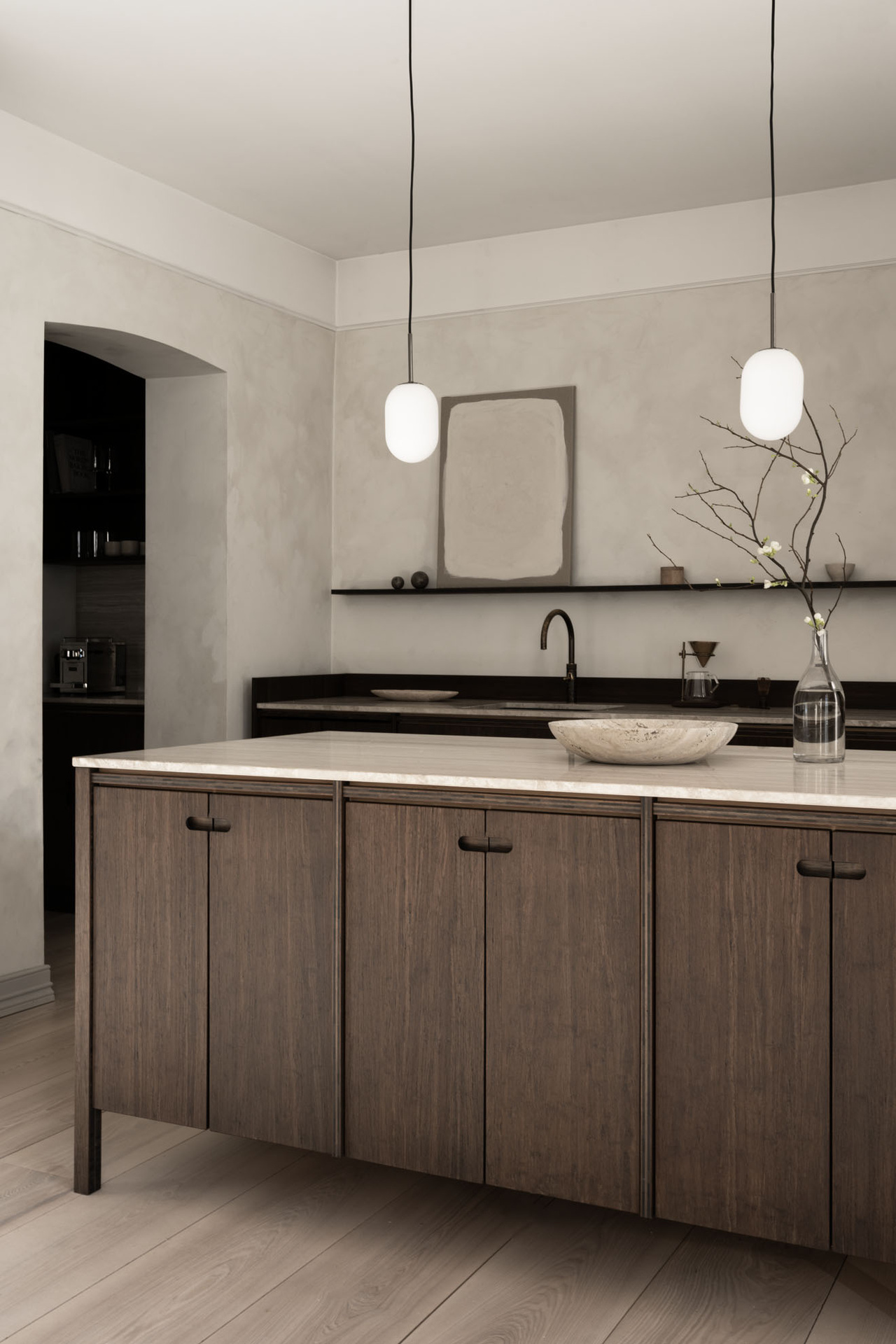 Travertine Deco Bowl Round beige