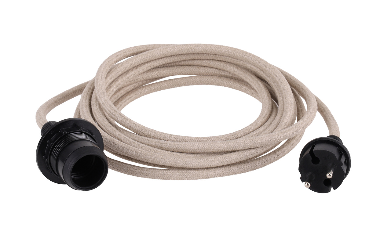 Outdoor cable set textile Natural E27