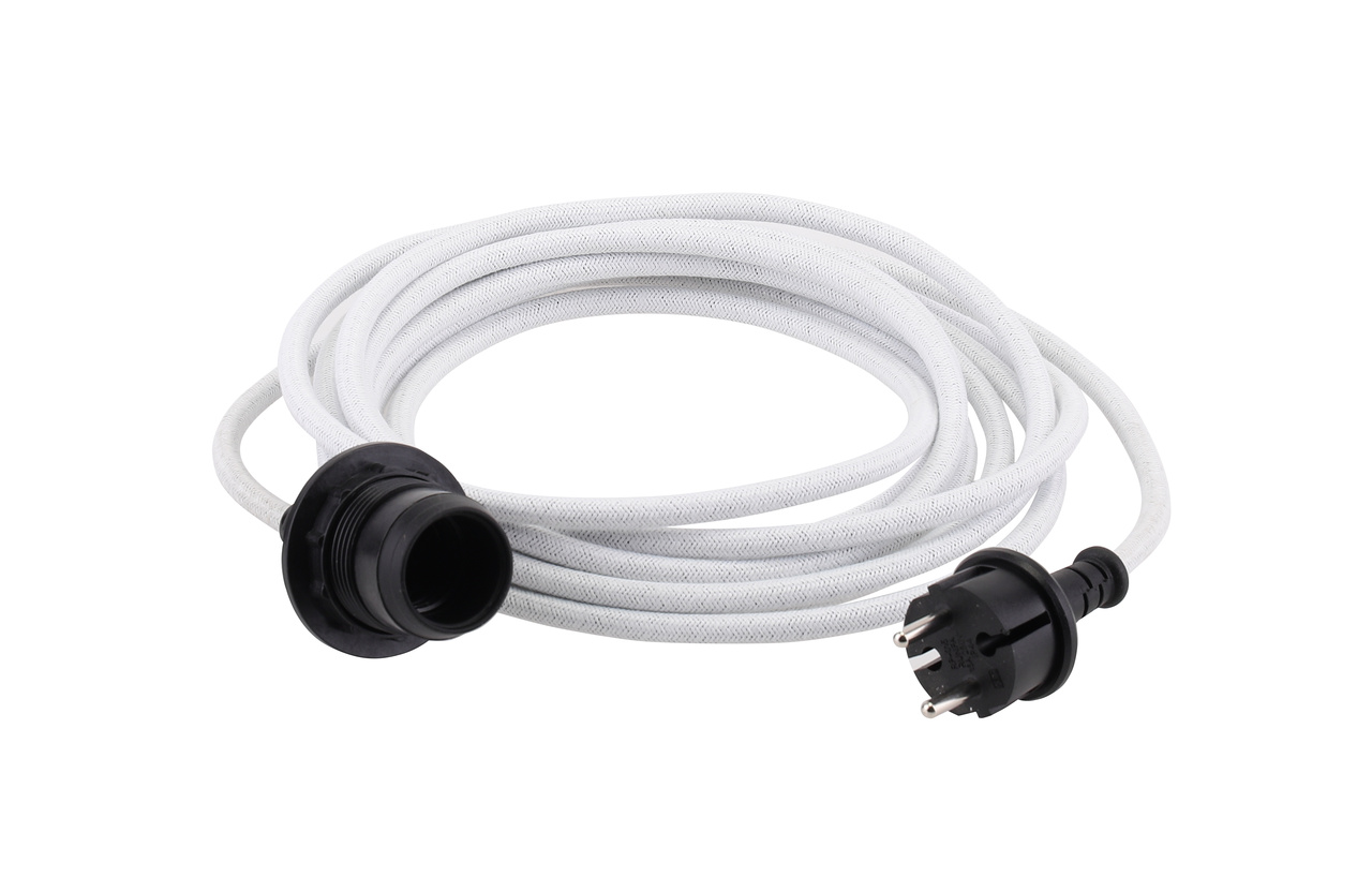 Outdoor cable set textile White E27